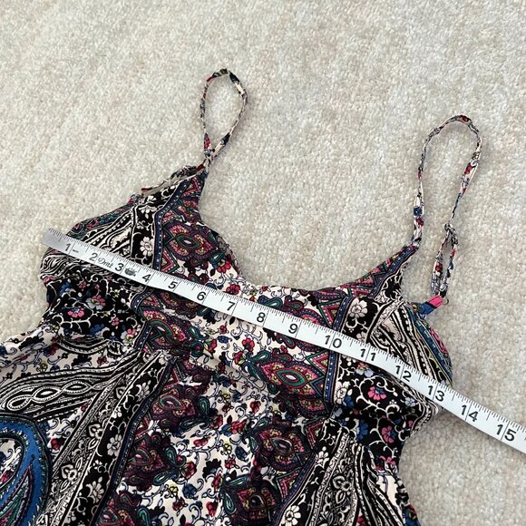 Angie Boho Paisley Print Summer Open Tie Back Mini Dress S - Picture 6 of 9